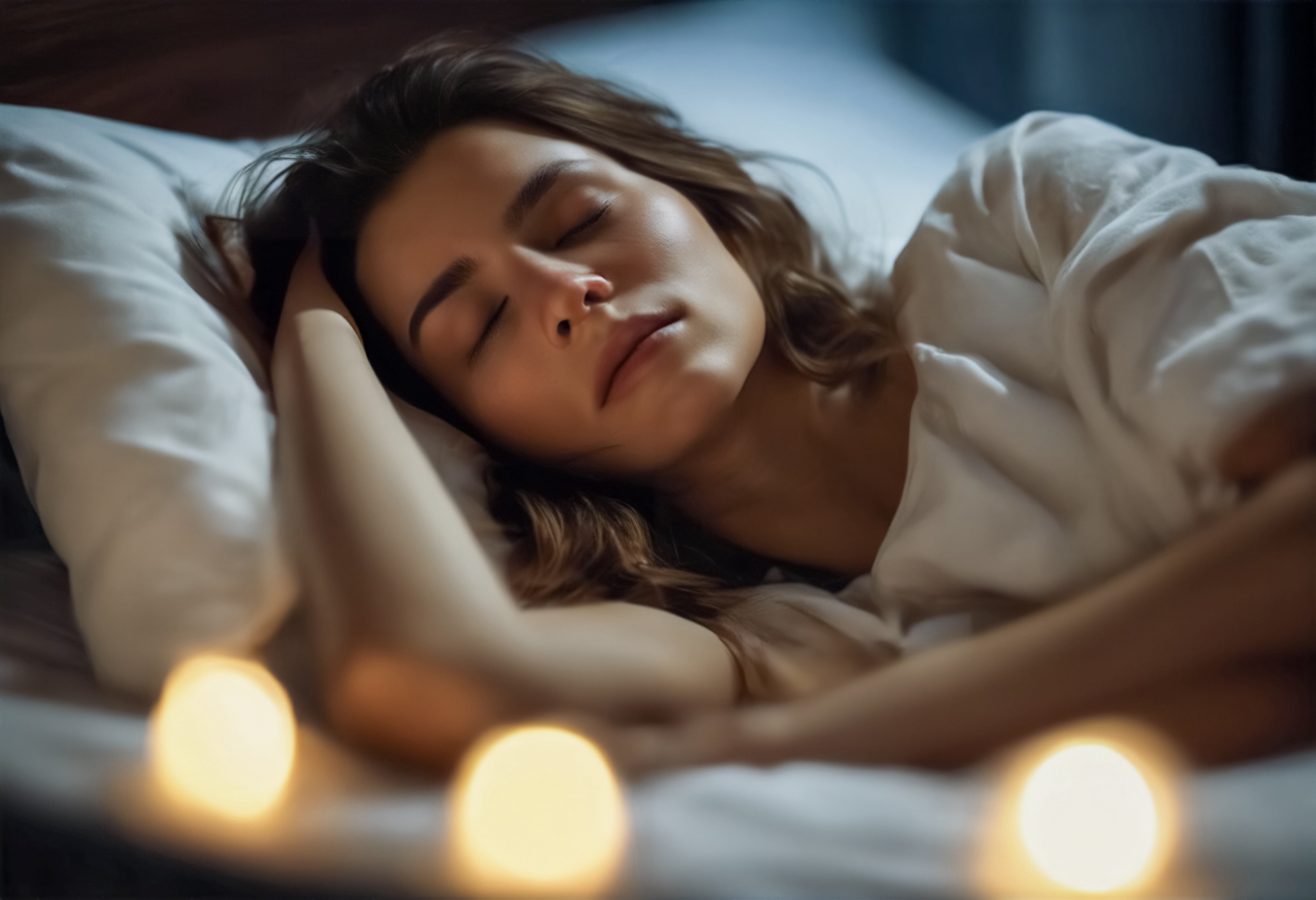 Donna che dorme serenamente — apnee notturne e disturbi del sonno